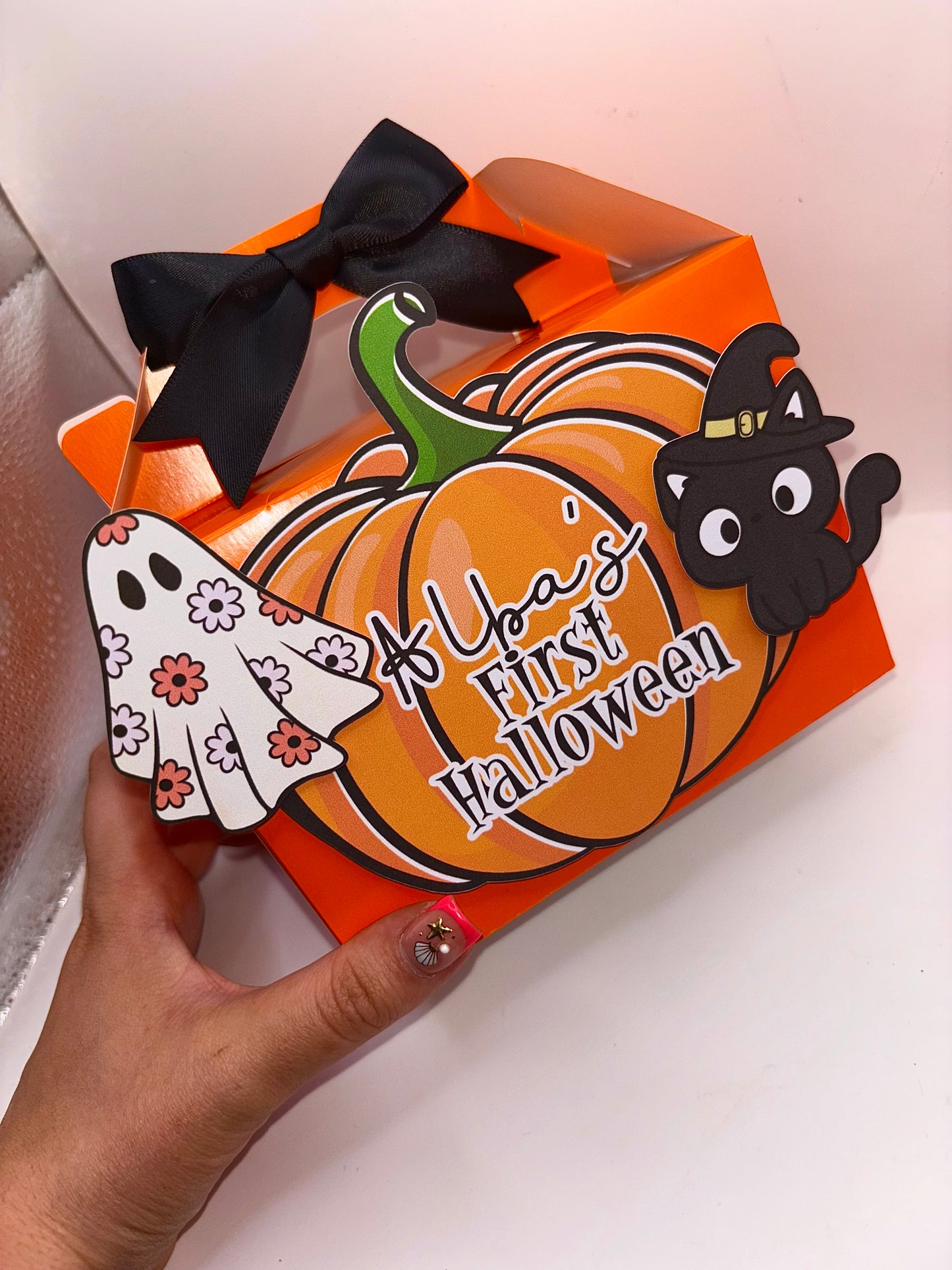 Halloween Treat Box Floral Pumpkin