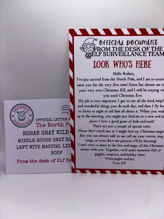 Elf Hello Letter - includes envelope