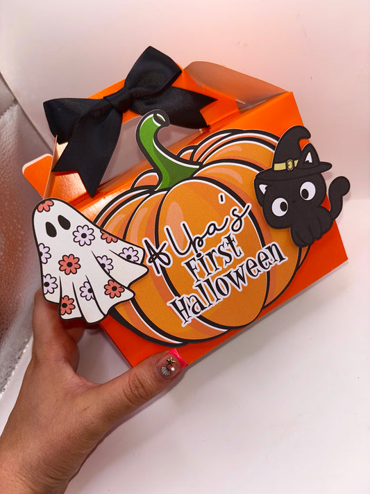 Halloween Treat Box Floral Pumpkin